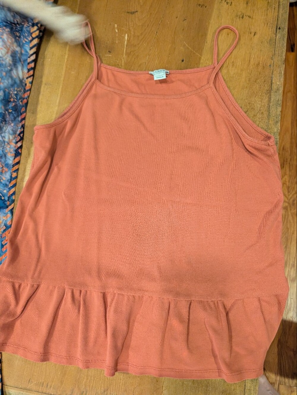 J.Crew Coral Sleeveless Ruffle-Hem Tank